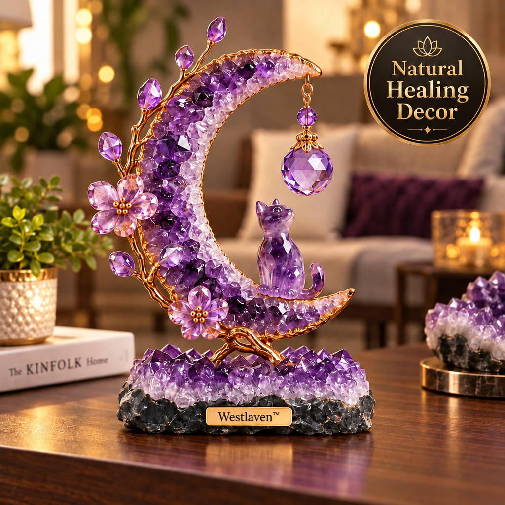Westlaven™ Amethyst Moon Cat Sculpture brand hero image
