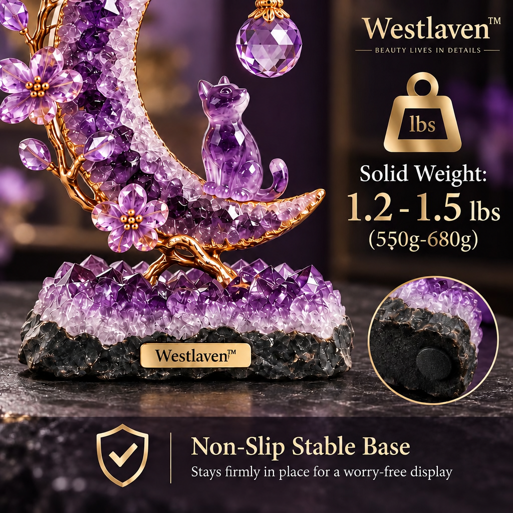 Westlaven™ Amethyst Moon Cat Sculpture product weight