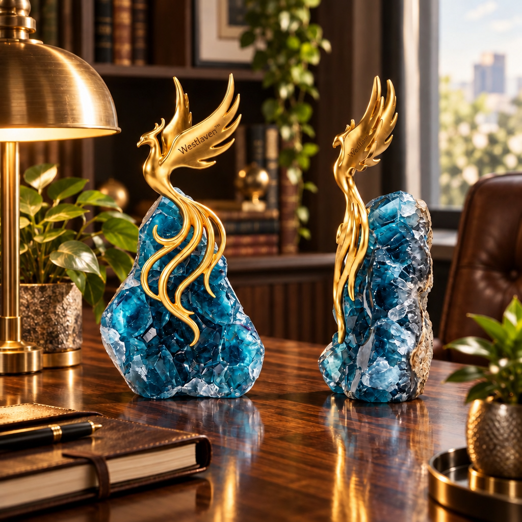 Westlaven™ Blue Fluorite Phoenix Sculpture lifestyle image