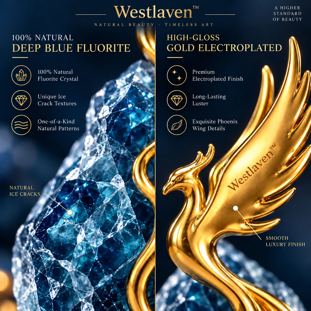 Westlaven™ Blue Fluorite Phoenix Sculpture materials and structure