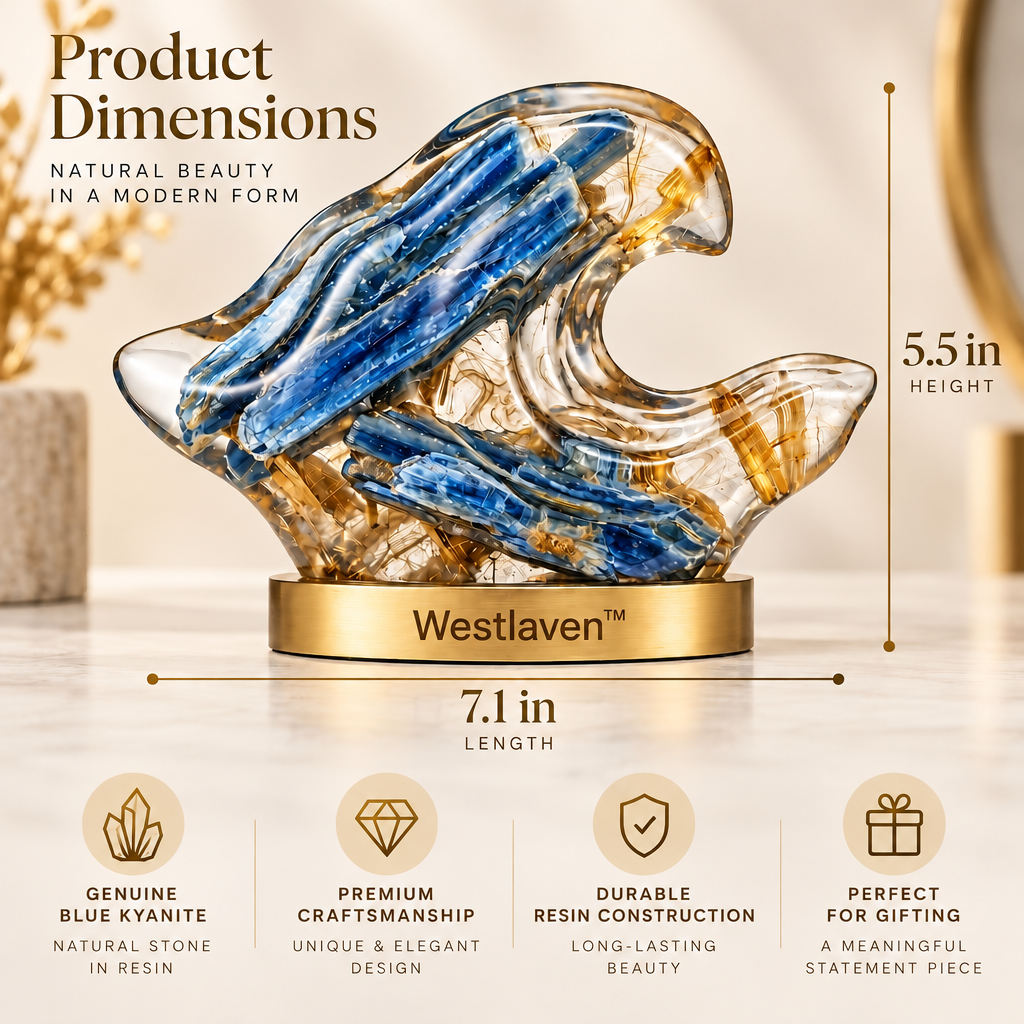 Westlaven™ Blue Kyanite Wave Sculpture product dimensions