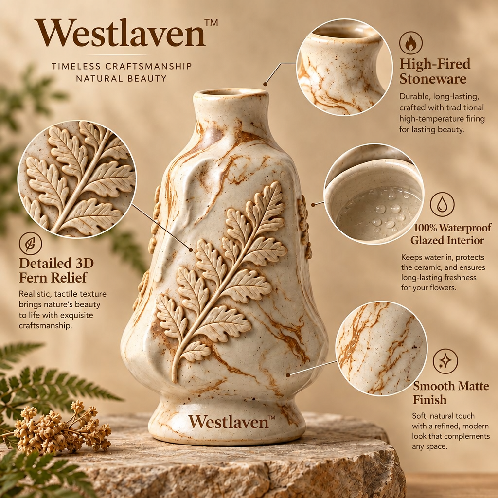 Westlaven™ Botanical Relief Vase materials and structure