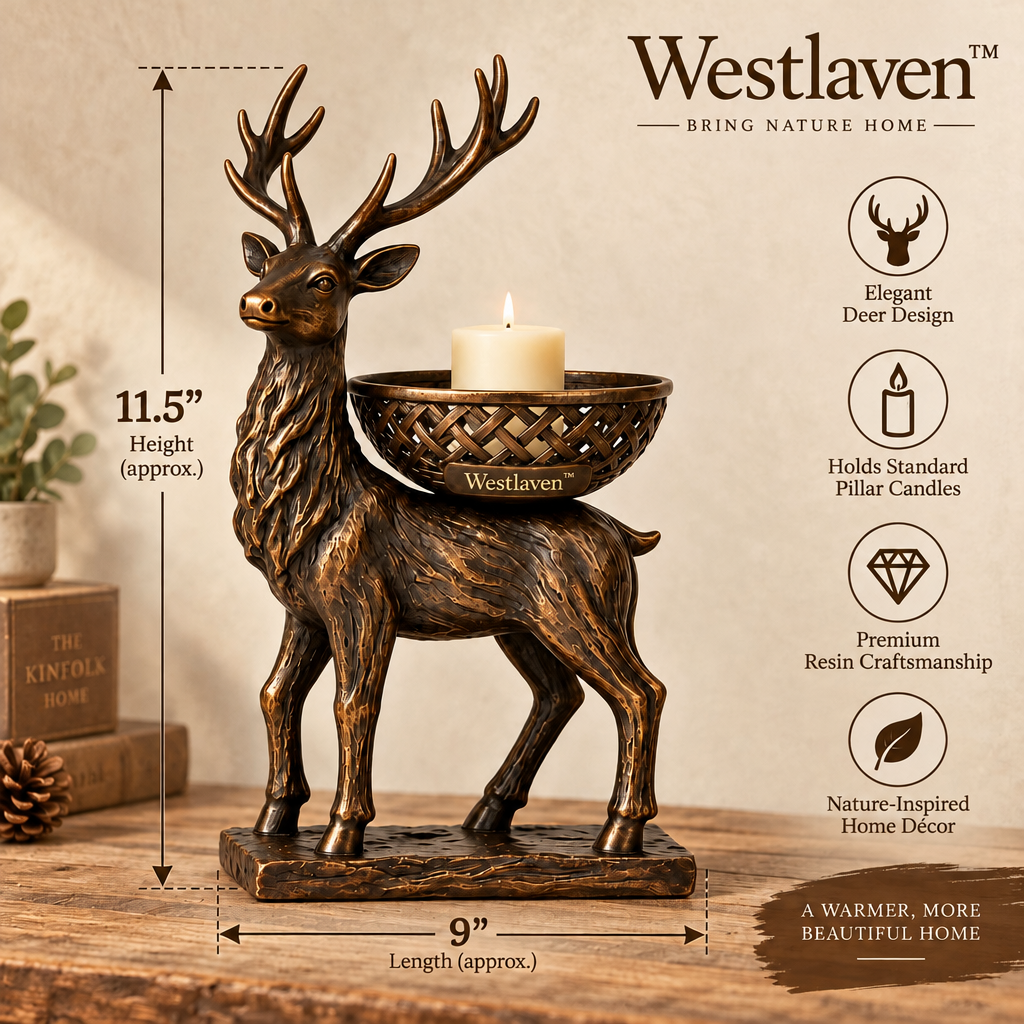 Westlaven™ Deer Candle Holder product dimensions