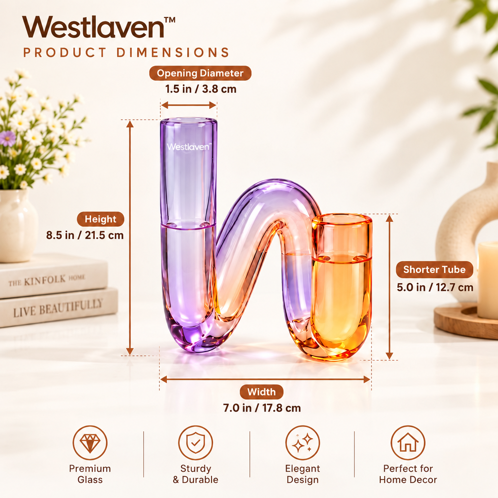 Westlaven™ Gradient Glass Vase product dimensions