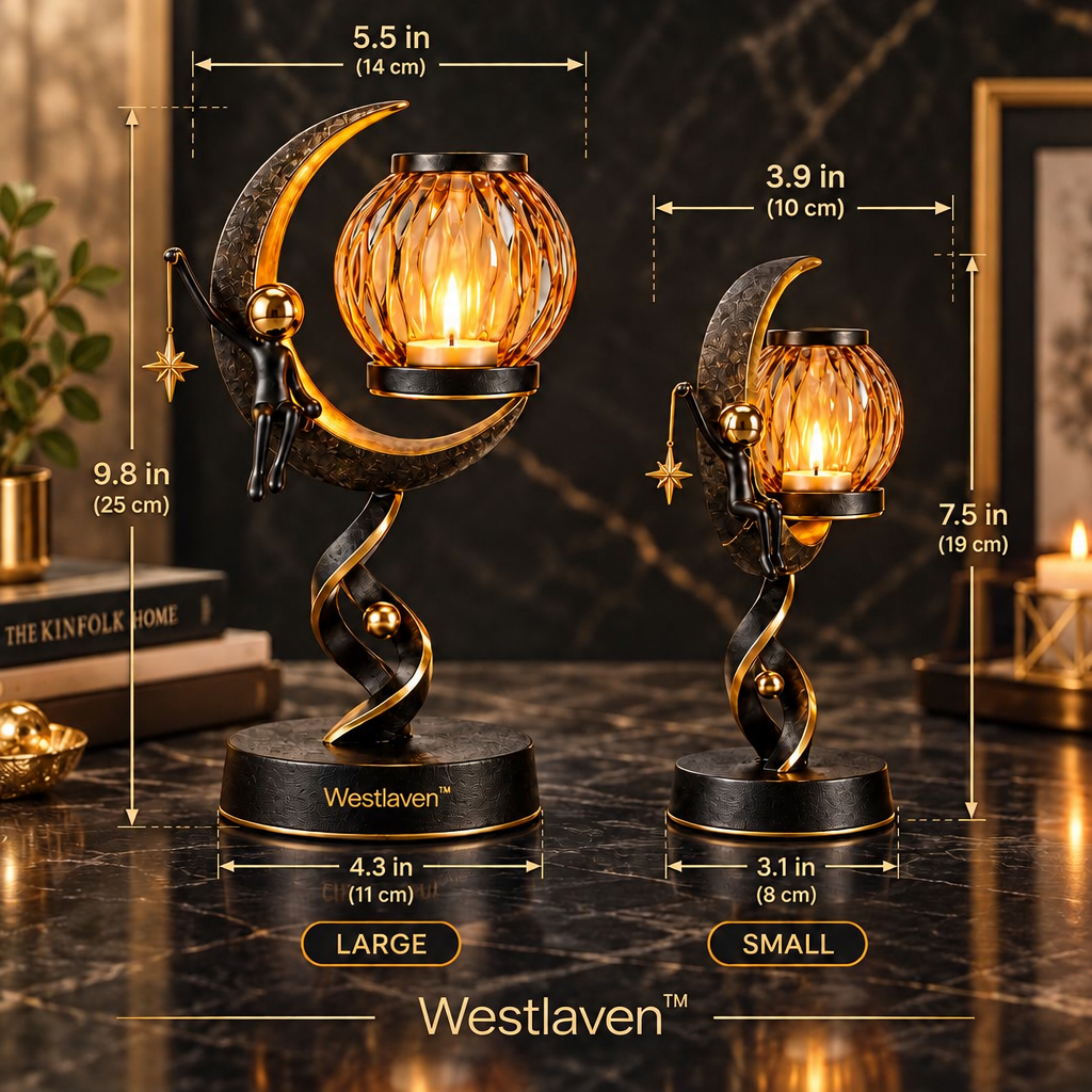 Westlaven™ Moon Figure Candle Holder Set product dimensions