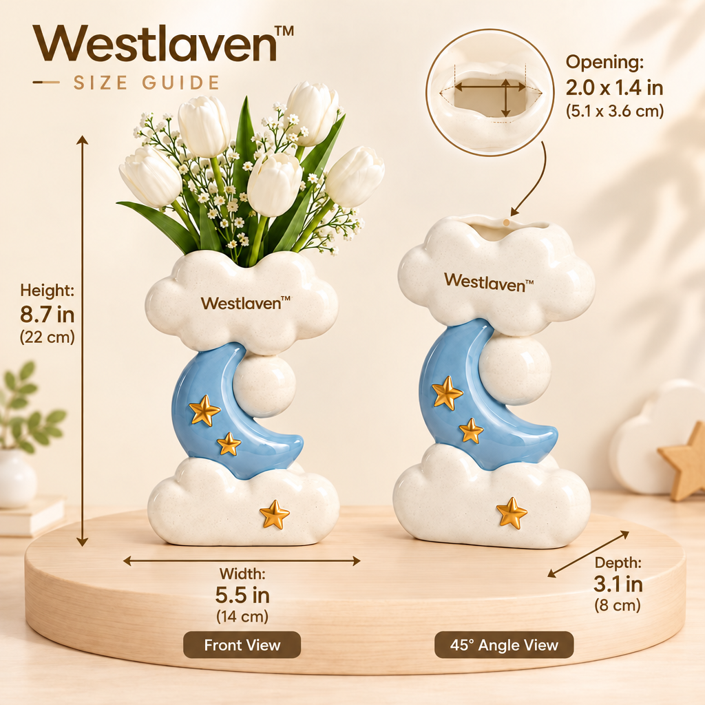 Westlaven™ Moon & Star Vase product dimensions
