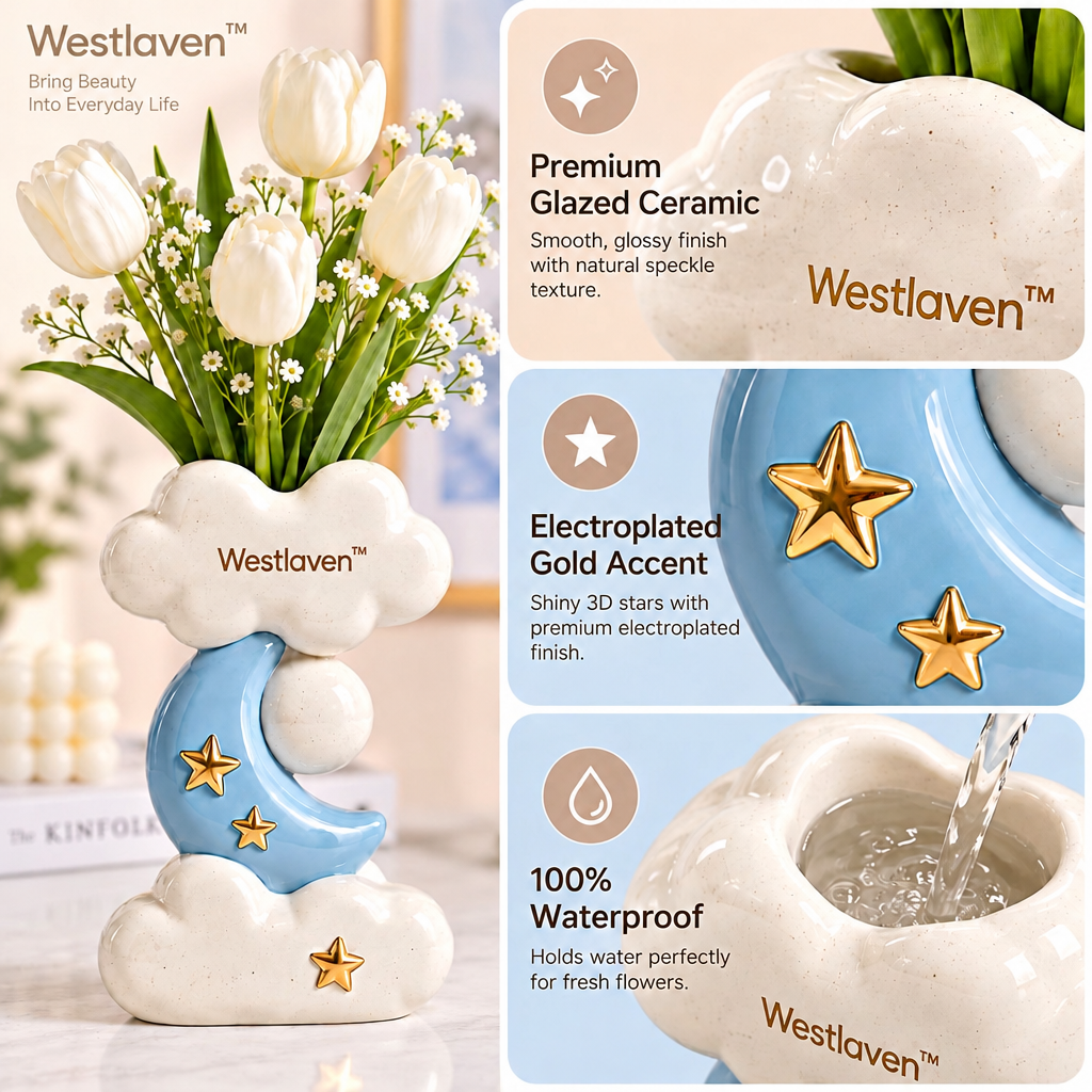 Westlaven™ Moon & Star Vase materials and structure