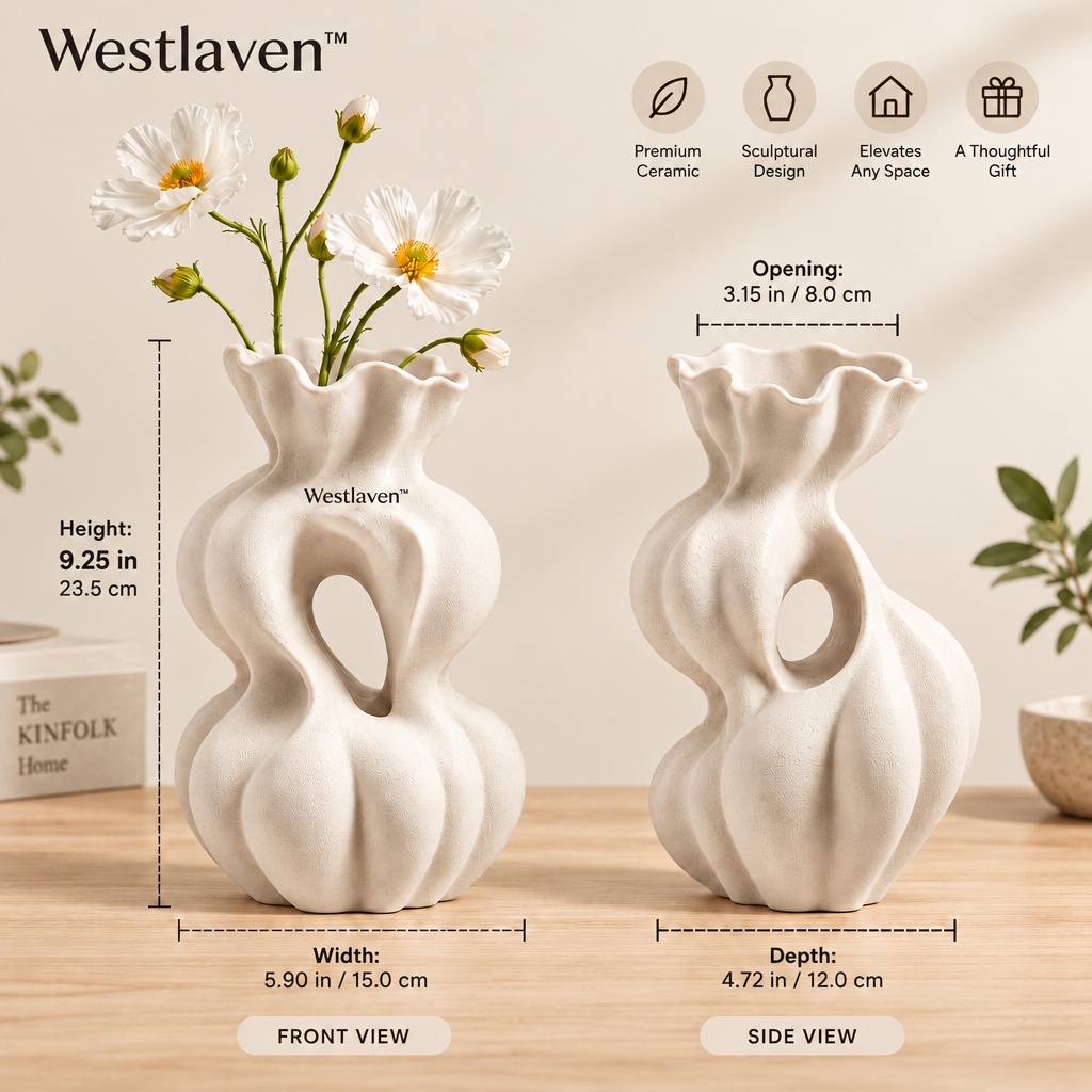 Westlaven™ Sculptural Loop Vase product dimensions