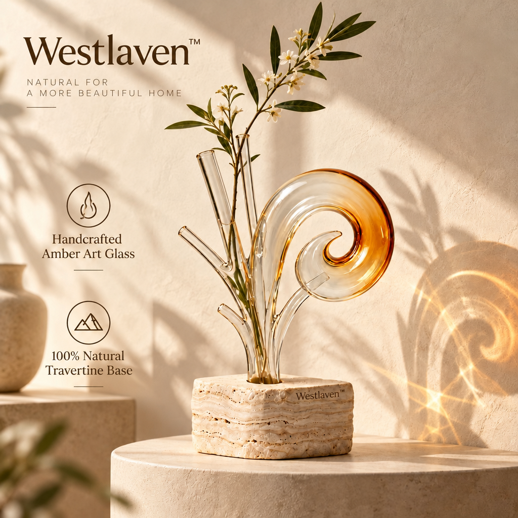 Westlaven™ Travertine Glass Vase brand hero image