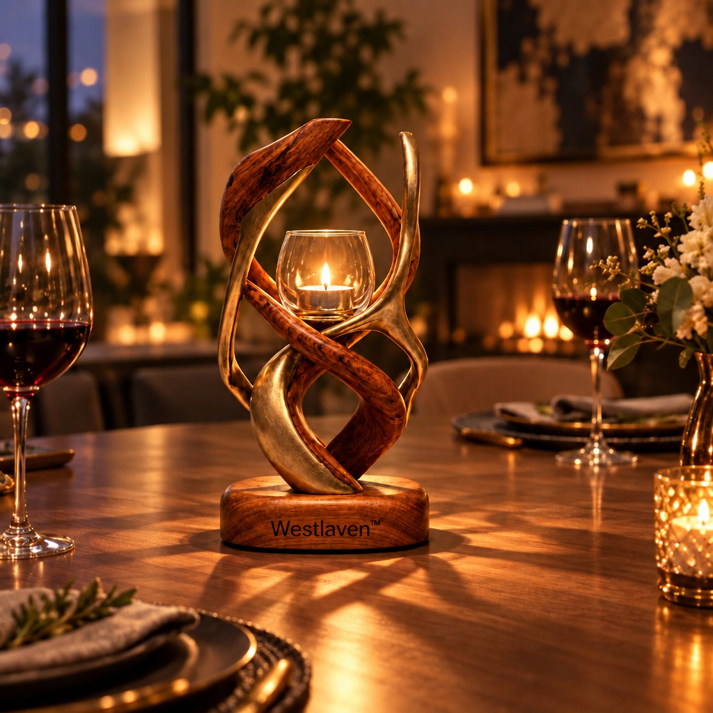 Westlaven™ Wood Sculptural Candle Holder brand hero image