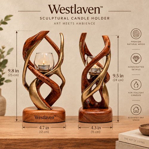 Westlaven™ Wood Sculptural Candle Holder product dimensions